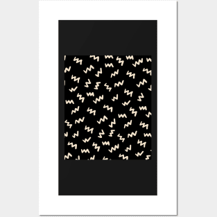 Black  Abstract Mudcloth Lines Pattern Posters and Art